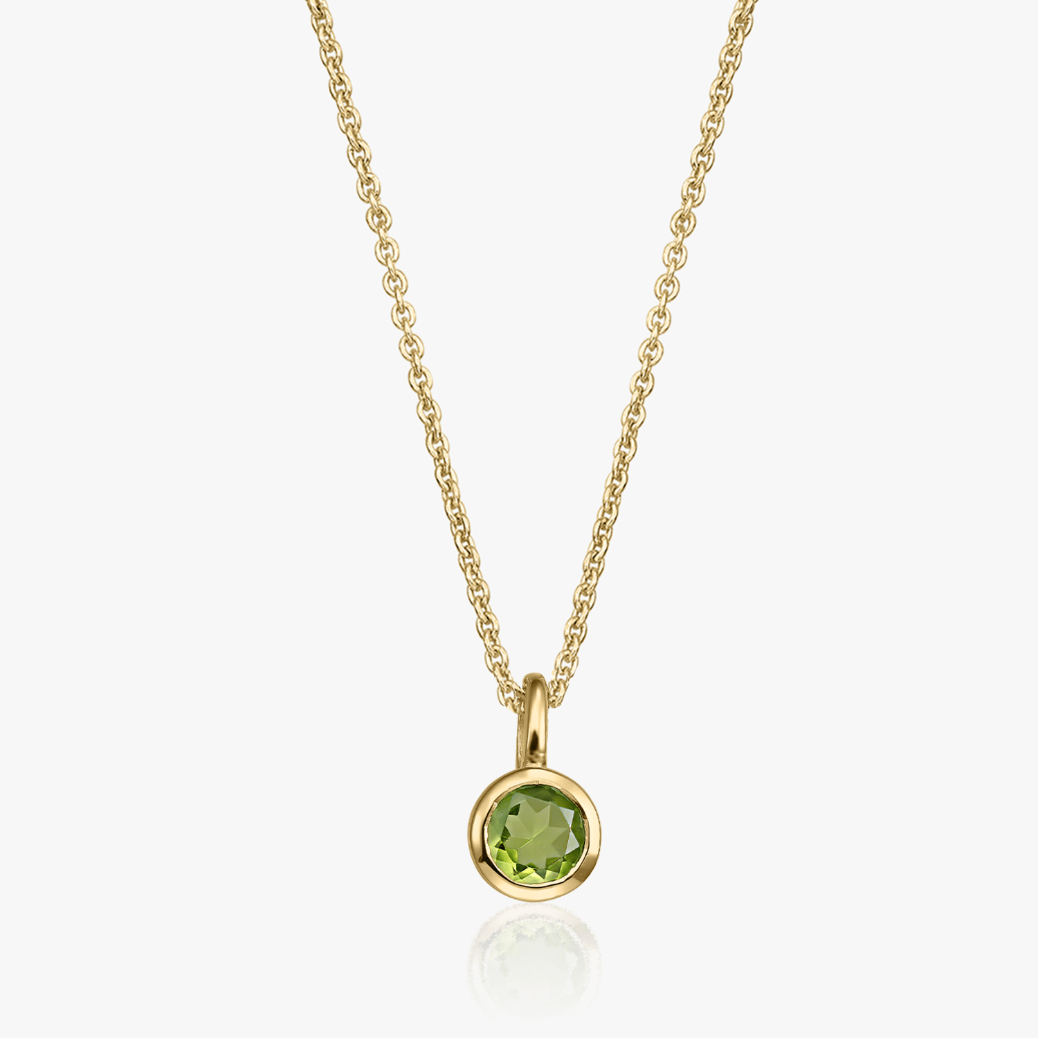 Stříbrný náhrdelník Birthstone Golden August - Peridot - Indira