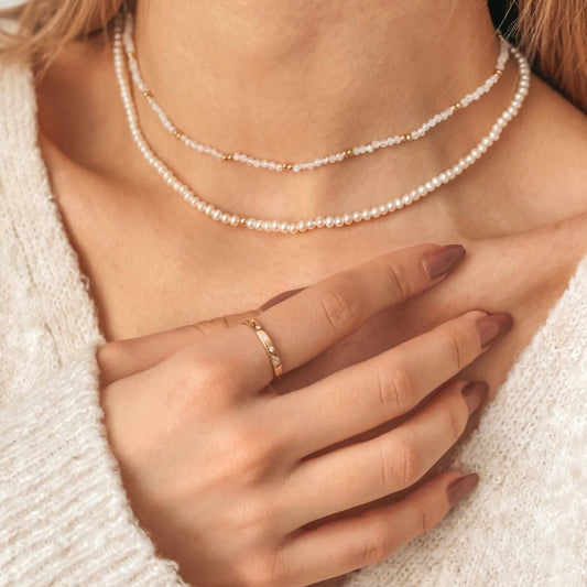 Stříbrný náhrdelník Golden SummerScape – Měsíční kámen - Indira