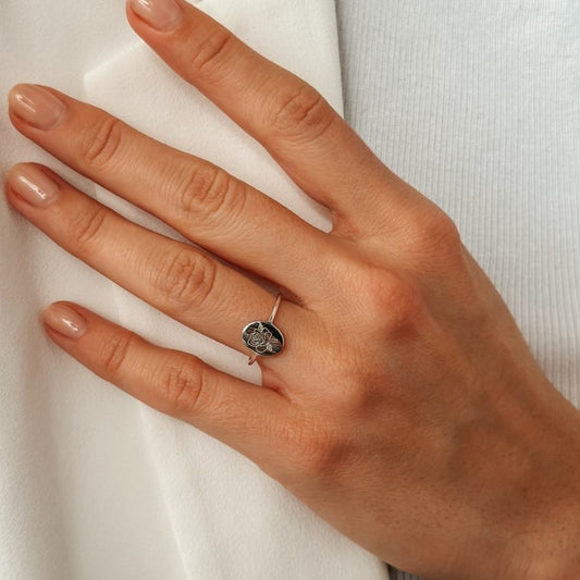 Stříbrný prsten Birth Flower - Červnová Růže - Indira