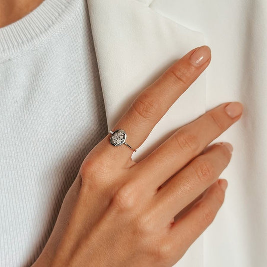 Stříbrný prsten Birth Flower - Září Aster - Indira