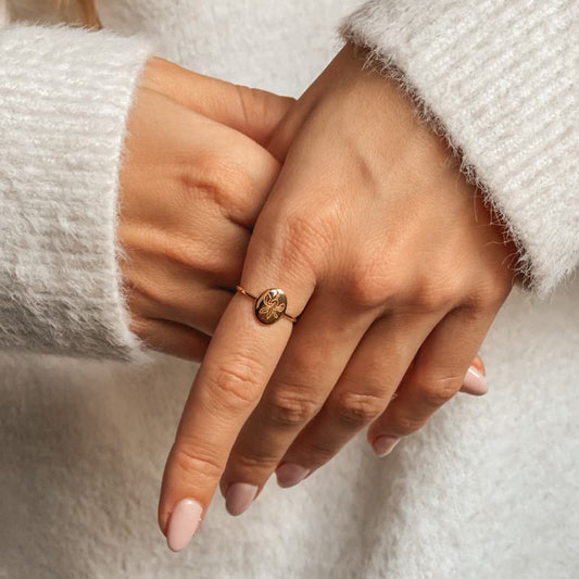 Stříbrný prsten Birth Flower Golden - Únor Iris - Indira