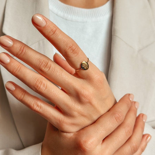 Stříbrný prsten Birth Flower Golden - červnová růže - Indira