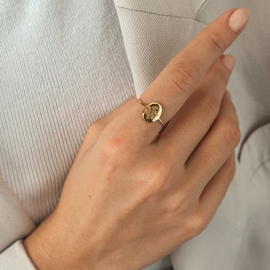 Stříbrný prsten Birth Flower Golden - Září Aster - Indira