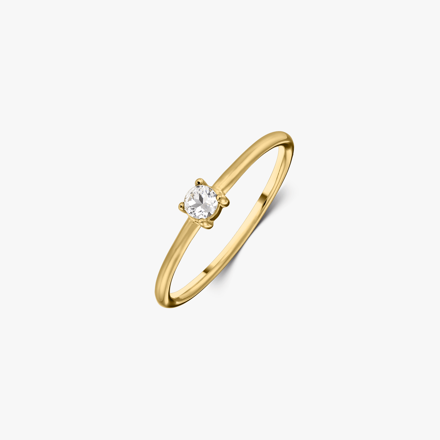 Stříbrný prsten Birthstone Golden April - Bílý topaz - Indira