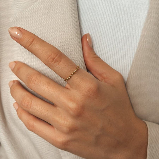 Stříbrný prsten Golden Braid Band - Indira