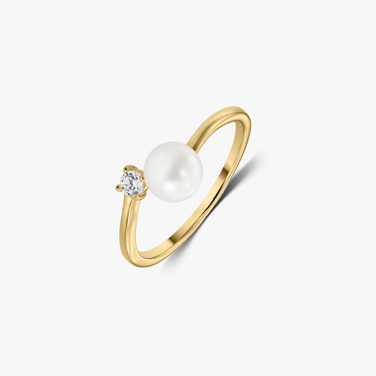 Stříbrný prsten Golden Mary - Přírodní perly - Indira