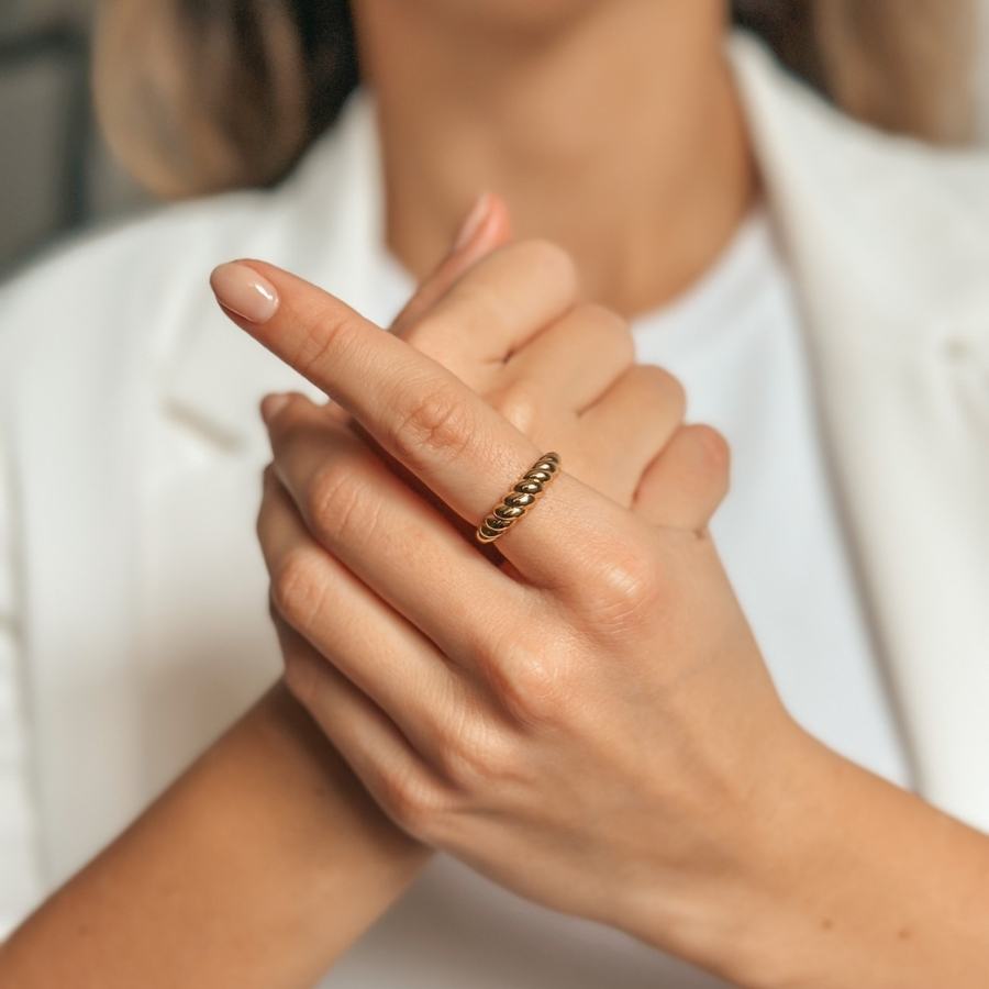 Stříbrný prsten Golden Petit Brioche - Indira