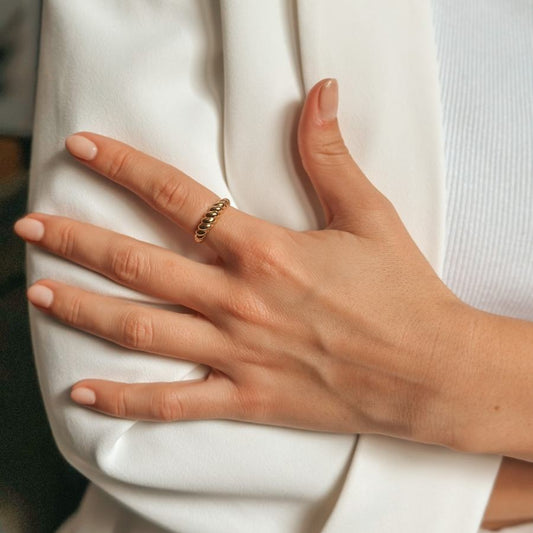 Stříbrný prsten Golden Petit Brioche - Indira