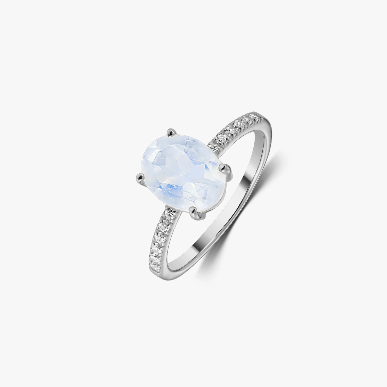 Reina Silver Ring with Moonstone on a white background