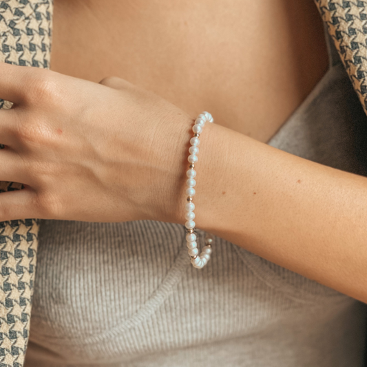 Zlatý náramek Golden Sonet - Přírodní perly - Indira