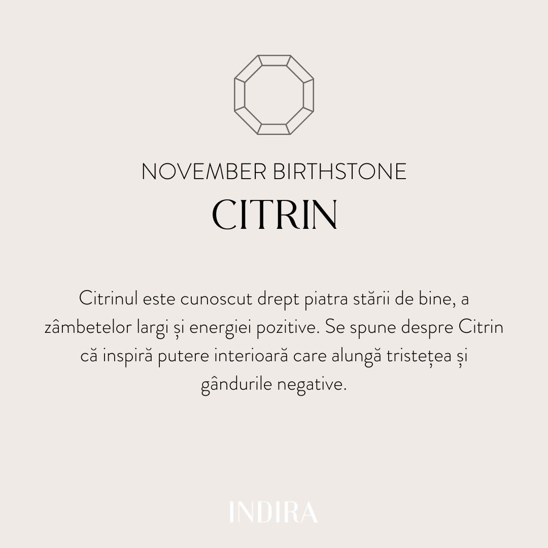 Stříbrný náhrdelník Birthstone Golden November - Citrín - Indira