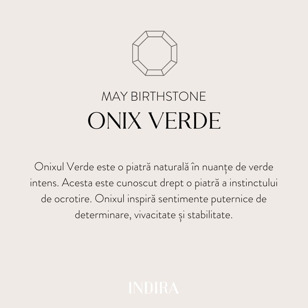 Stříbrný náhrdelník Birthstone Golden May - Zelený Onyx - Indira