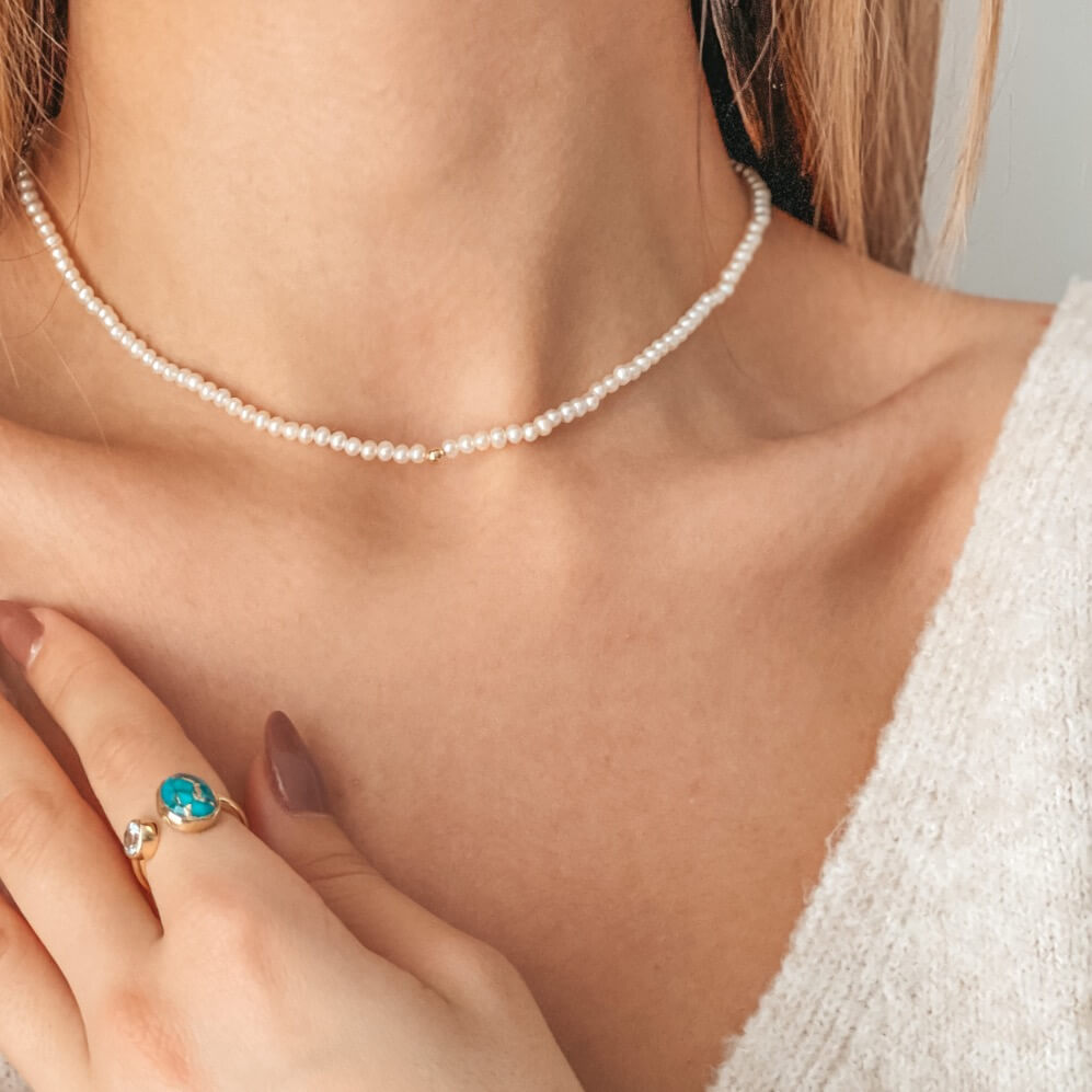 Stříbrný prsten Kaylee Golden – Tyrkysově Modrá Měď - Indira