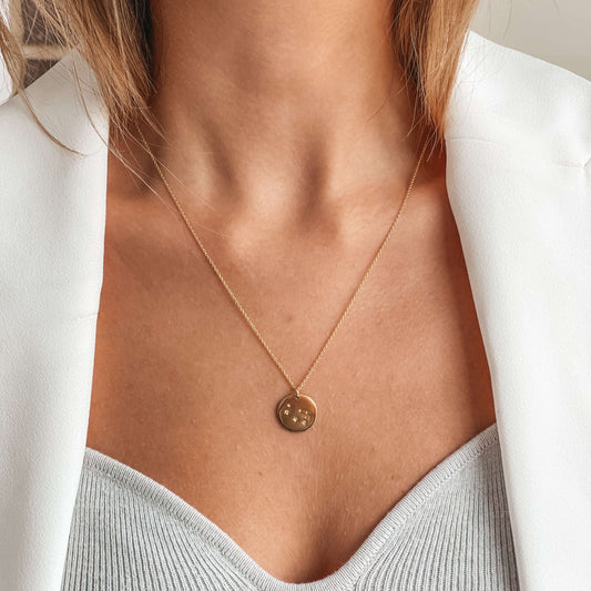 Stříbrný náhrdelník Golden Zodiac - Blíženci - Indira