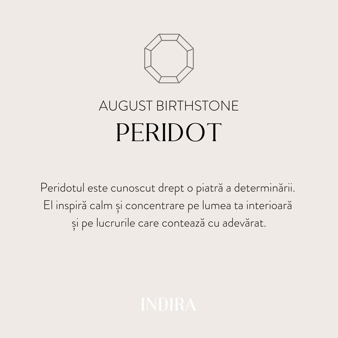 Stříbrný provázek náramek Birthstone Golden August - Peridot - Indira