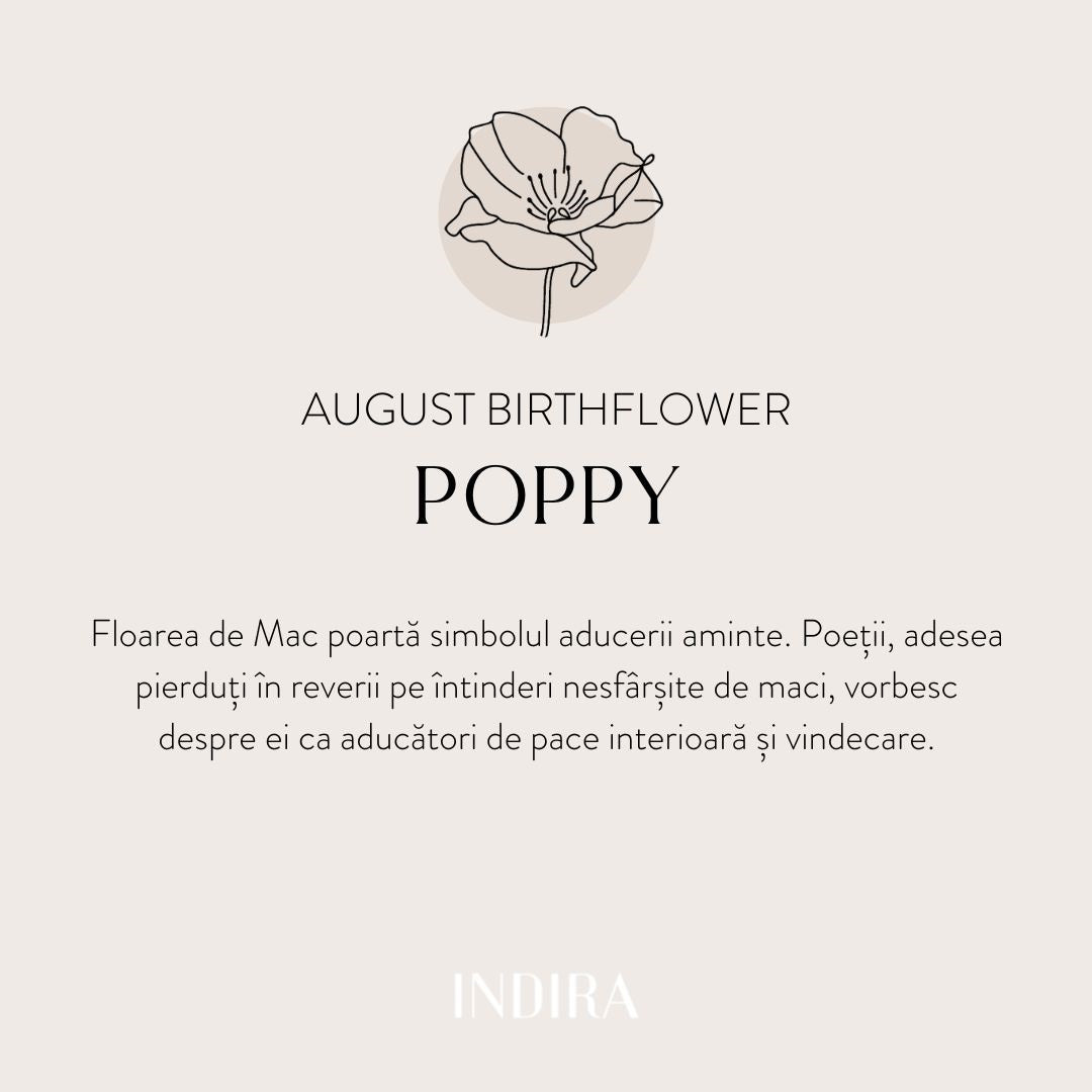 Brățară șnur din argint Golden Birth Flower - August Poppy - Indira