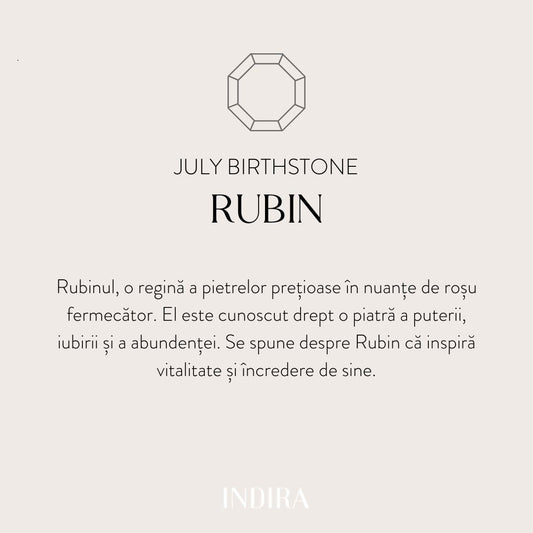 Stříbrný šňůrkový náramek Birthstone Silver July - Rubin - Indira