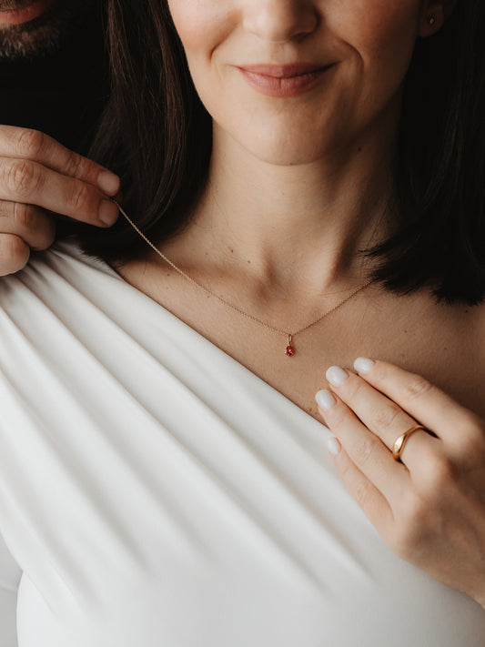 Zlatý přívěsek Birthstone October - Růžový topaz