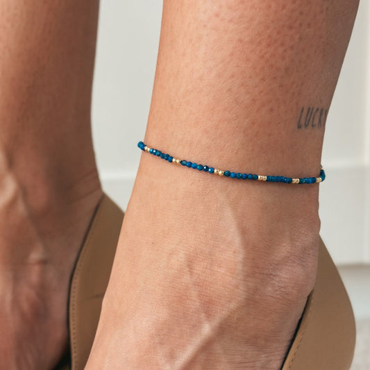 Stříbrný náramek na kotník SummerScape Golden – Lapis - Indira