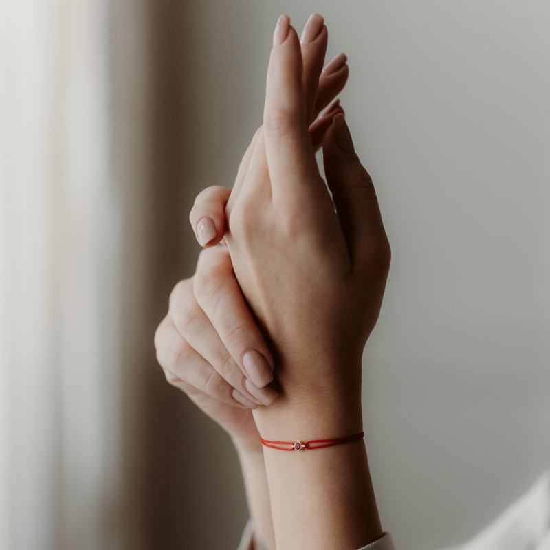 Stříbrný náramek s provázkem Birthstone Silver December - Modrý Topaz - Indira