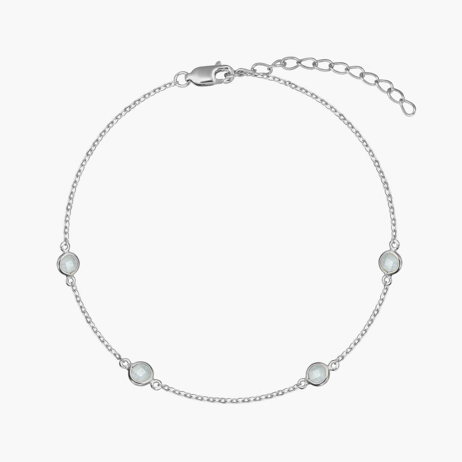 Stříbrný náramek Birthstone březen - Akvamarín - Indira