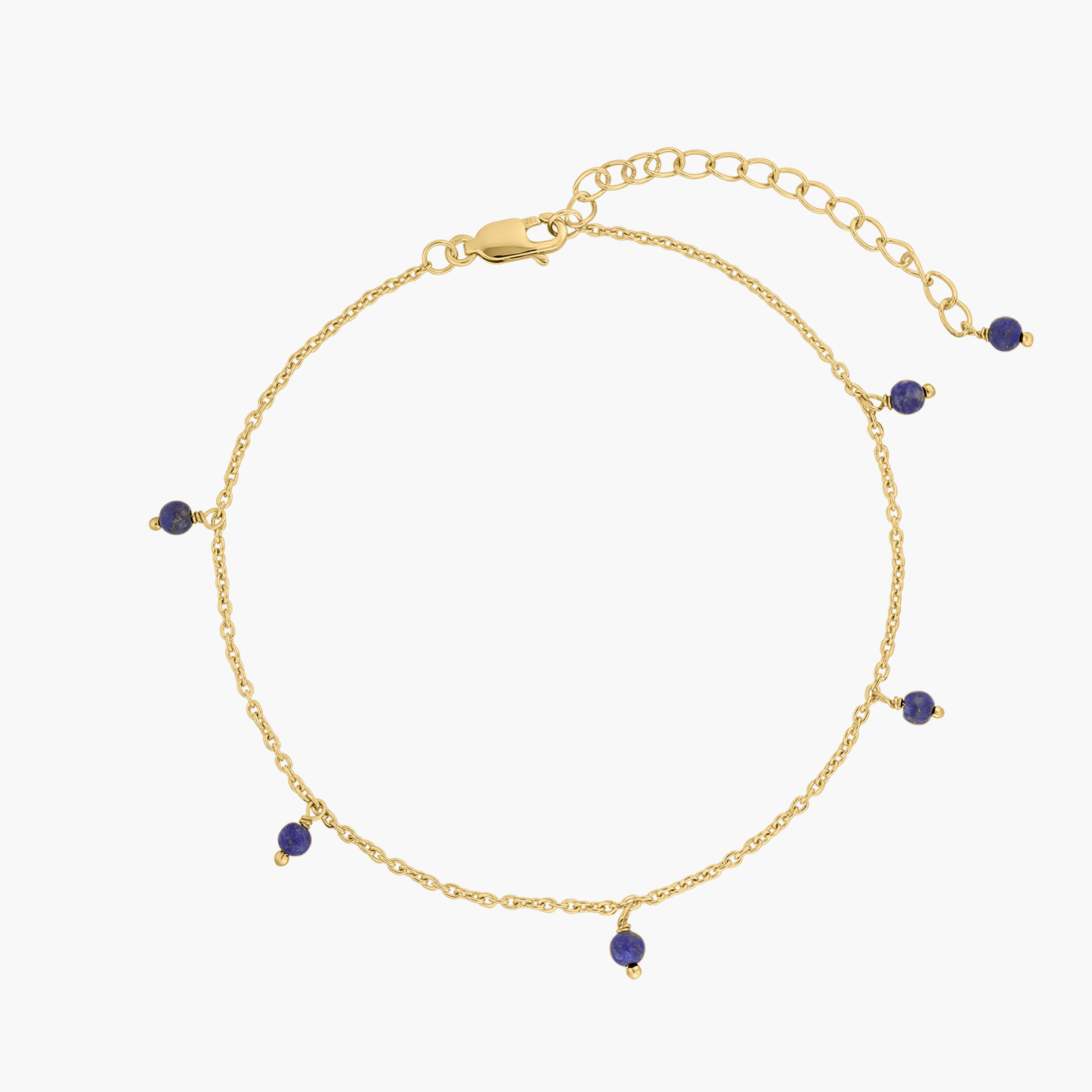 Stříbrný náramek na nohu Golden Gem Droplet - Lapis Lazuli - Indira