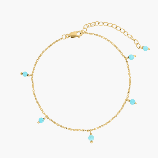 Stříbrný nákotník Golden Gem Droplet - Tyrkysový - Indira