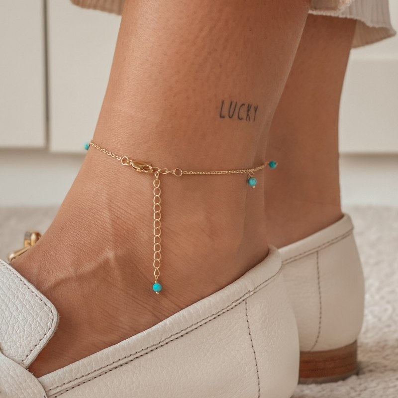 Stříbrný nákotník Golden Gem Droplet - Tyrkys - Indira