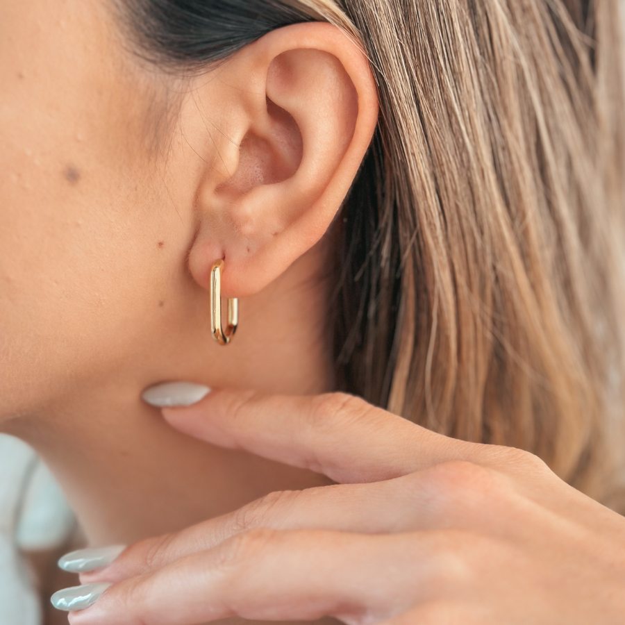 Stříbrné náušnice Golden Square Hoops - Indira