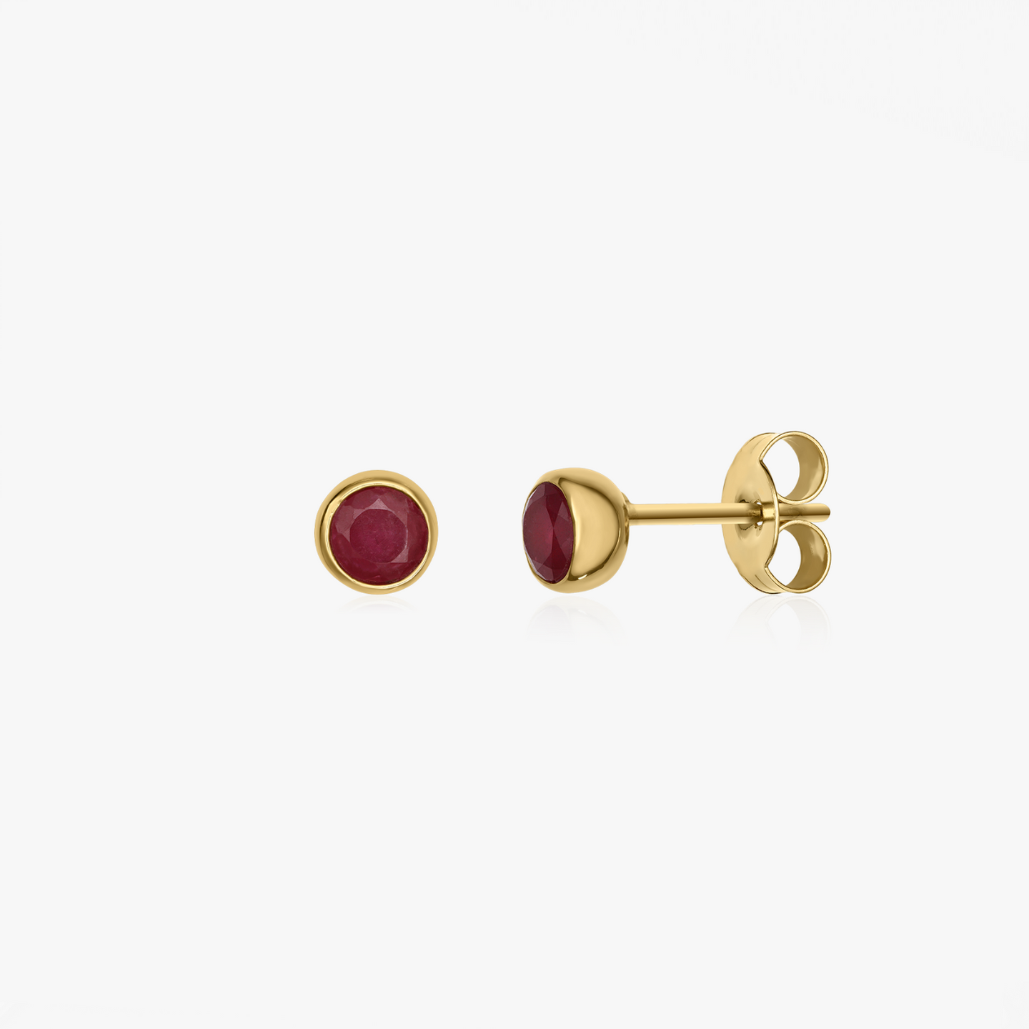 Stříbrné náušnice Birthstone Golden July - Rubín - Indira
