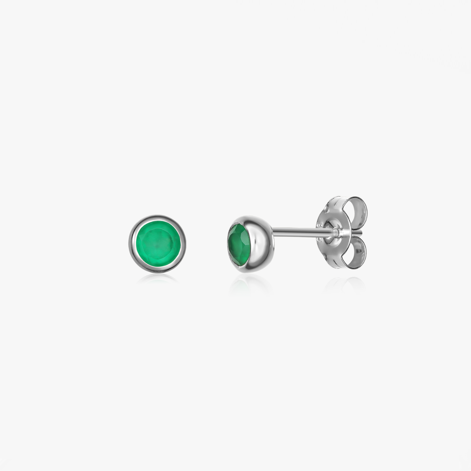 Stříbrné náušnice Birthstone May - Zelený Onyx - Indira