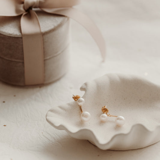 Cercei din argint Golden Duo - Perle naturale - Indira