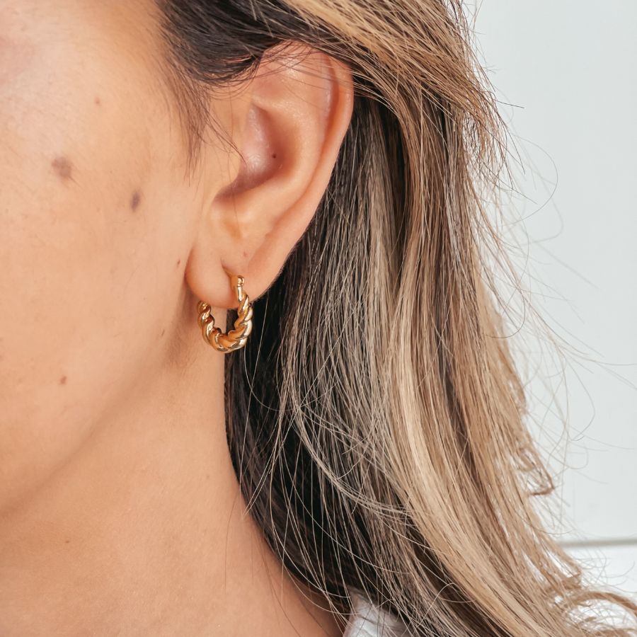 Cercei din argint Golden Brioche - Indira