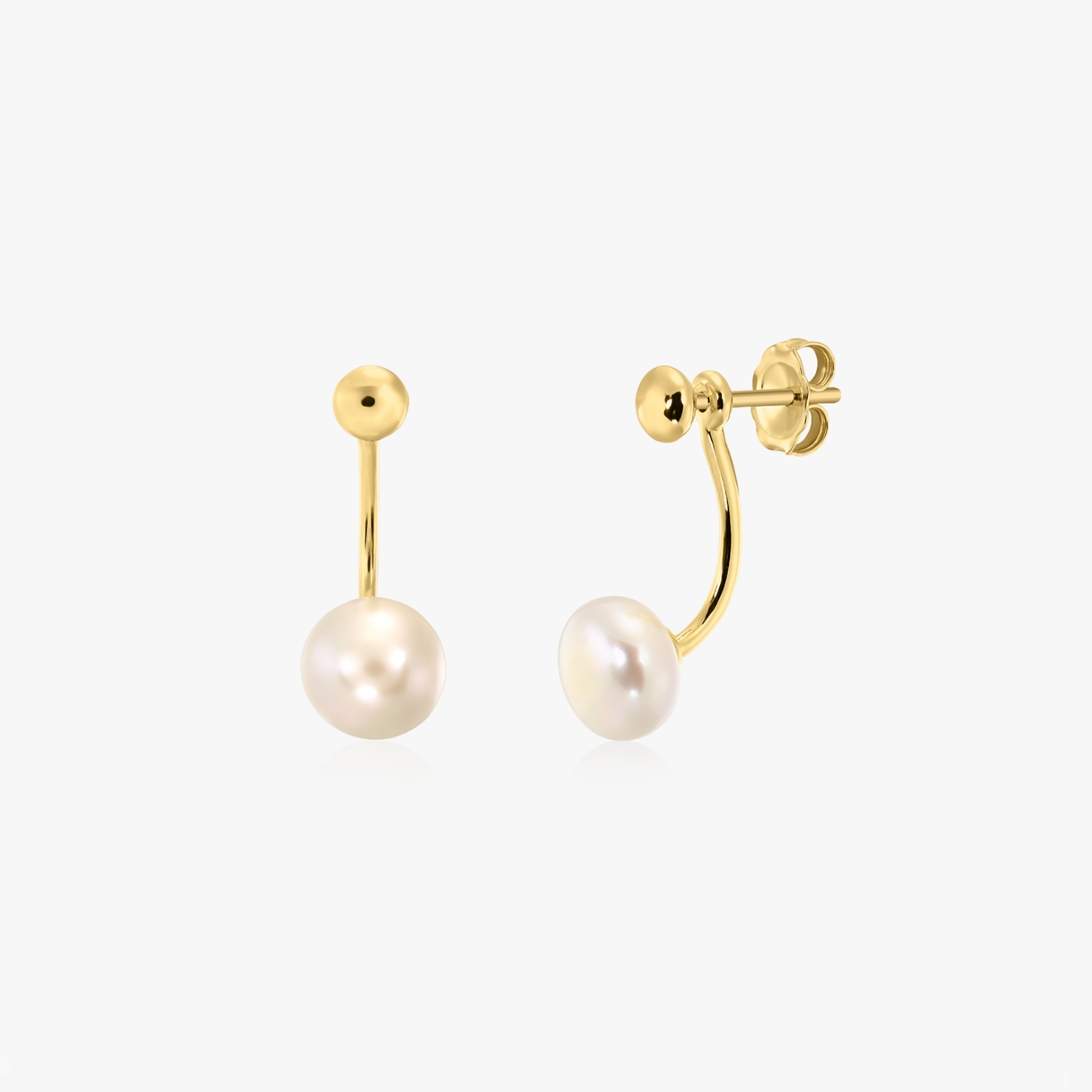 Náušnice z pozlaceného stříbra Golden Pearl Jacket - Přírodní perly - Indira