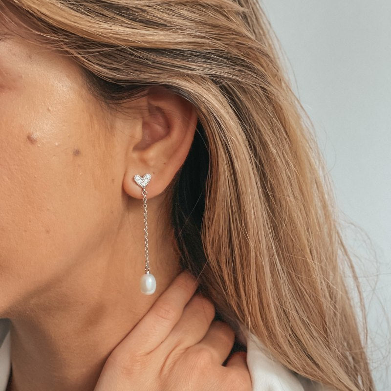 Stříbrné náušnice Never Let You Go - Přírodní perly - Indira