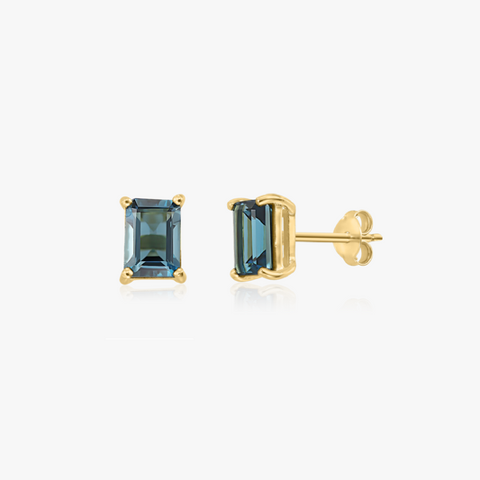 Náušnice ze stříbra 925 pozlacené žlutým zlatem Valentina – Topaz Blue Sky
