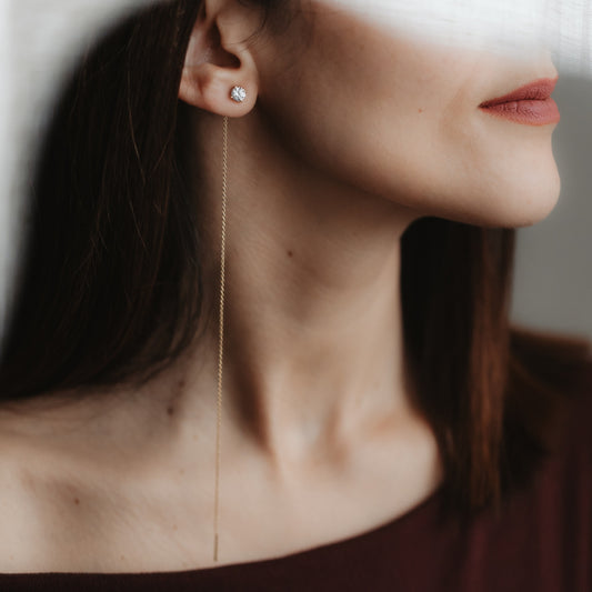 Cercei din argint placat cu aur cu Cubic Zirconia Albă Sadie - Indira