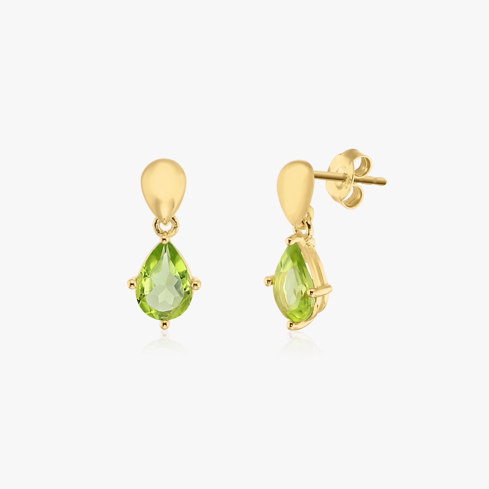 Stříbrné náušnice Golden Kaylee - Peridot - Indira