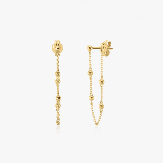 Zlaté náušnice Chained Beads - Indira