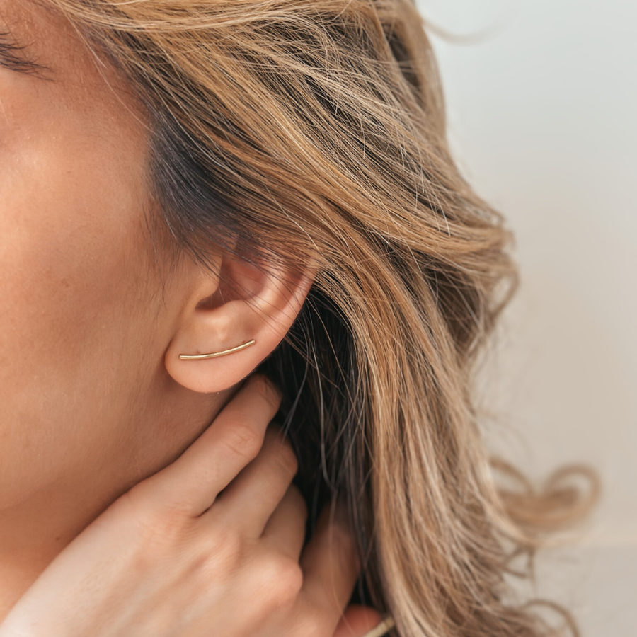 Zlaté náušnice Ear Climber - Indira