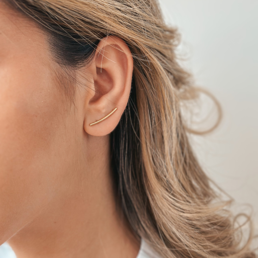 Zlaté náušnice Ear Climber - Indira