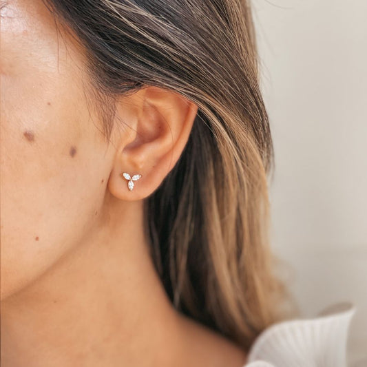 Zlaté náušnice Flower Studs - Zirkon - Indira