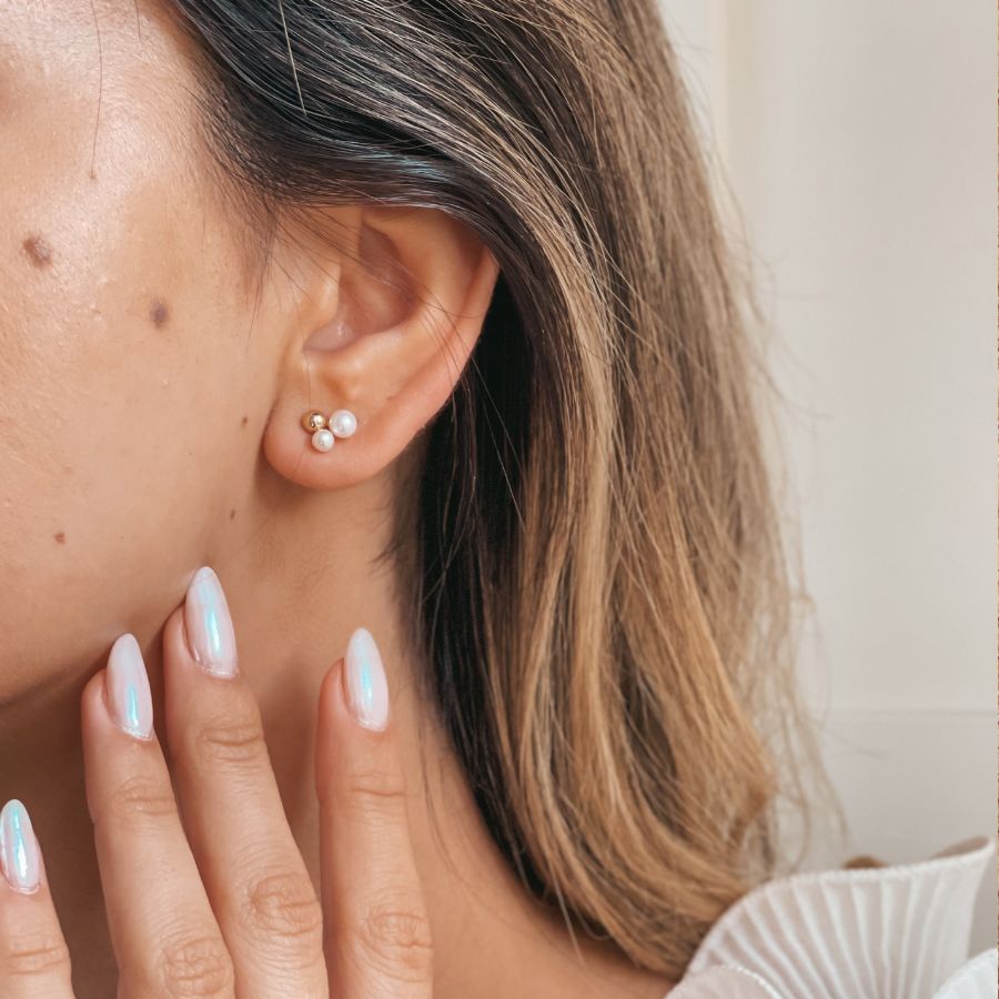 Zlaté náušnice Lora - Přírodní perly - Indira