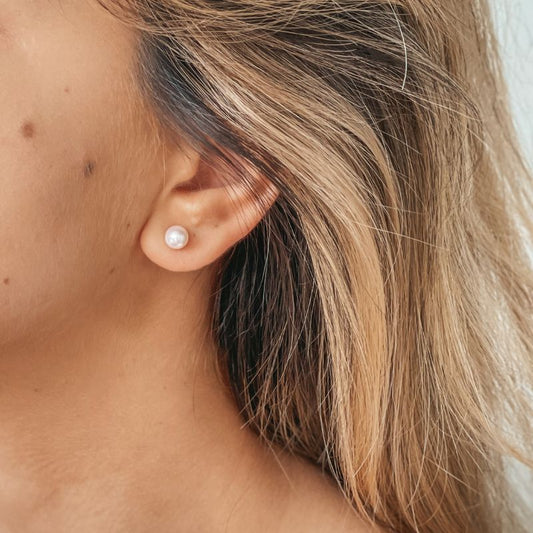 Zlaté náušnice Pearl Studs - Indira