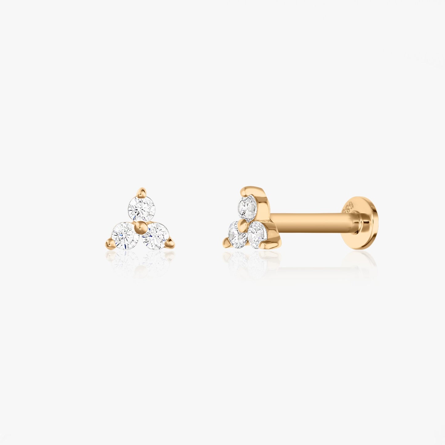 Piercing náušnice labret ze žlutého zlata Petals - Zirkon