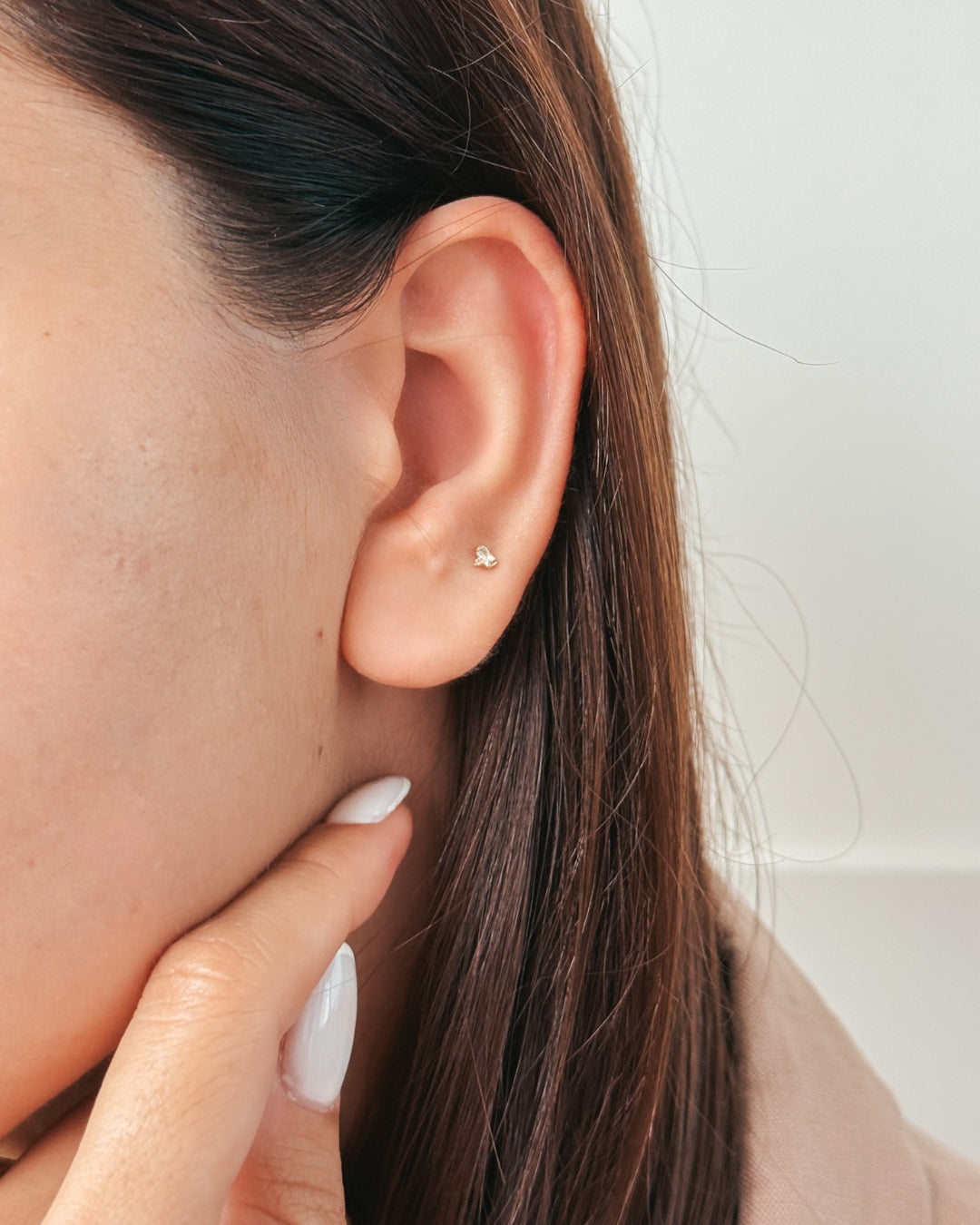 Piercingový labretový náušnice z žlutého zlata Shine - Zirkon - Indira