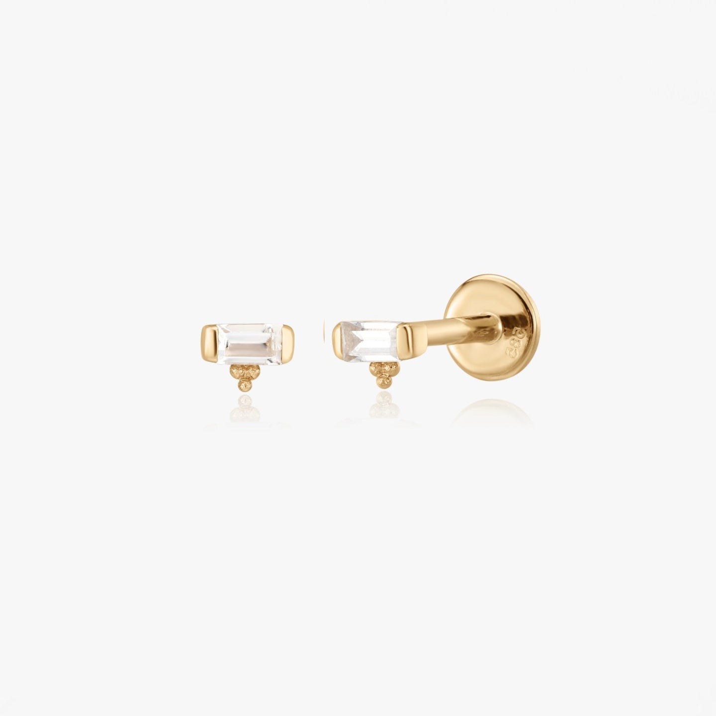 Náušnice piercing labret ze žlutého zlata Shine - Zirkonium