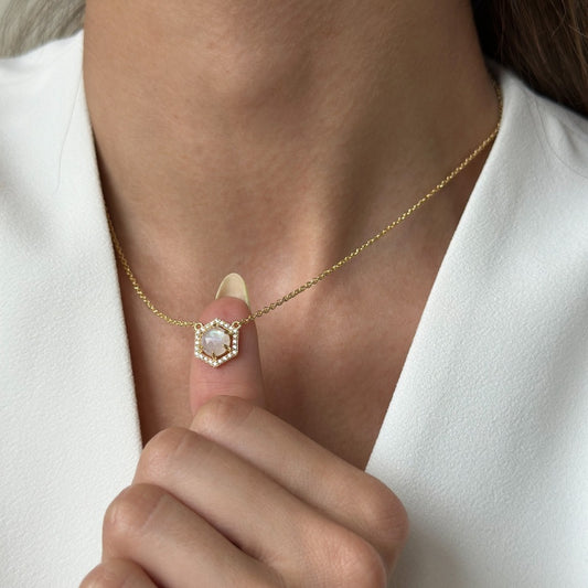 Colier din argint Golden Lucy - Piatra Lunii - Indira