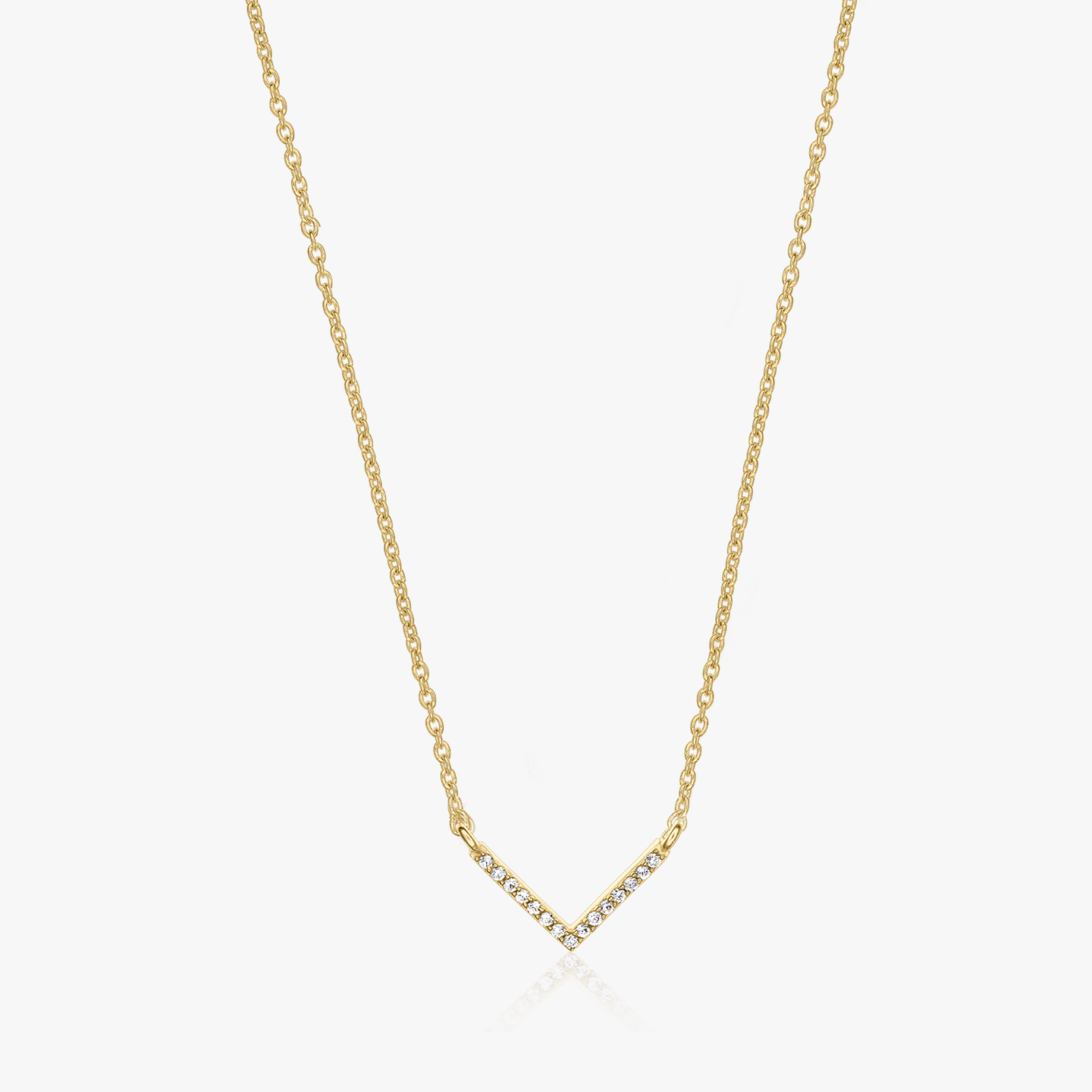 Stříbrný náhrdelník Golden V Neck - Zirkon - Indira
