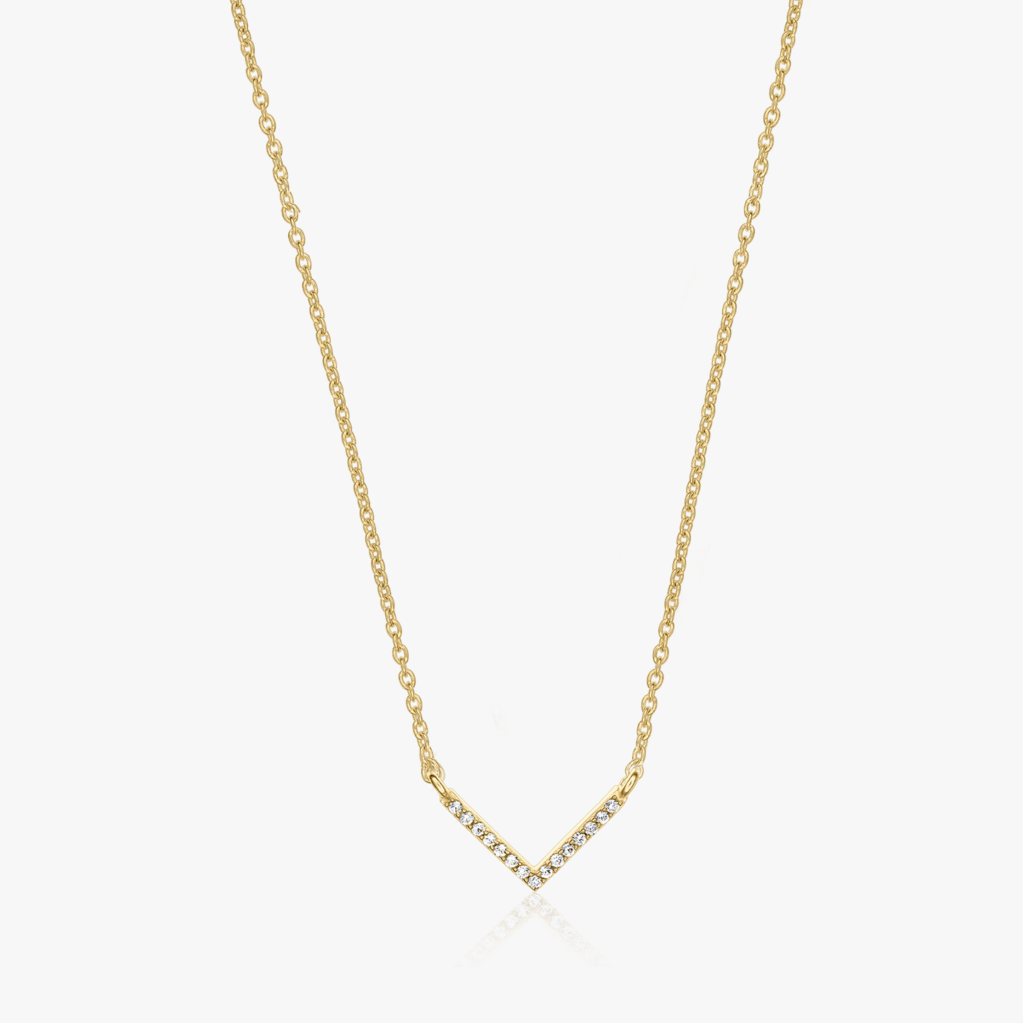 Stříbrný náhrdelník Golden V Neck - Zirkon - Indira